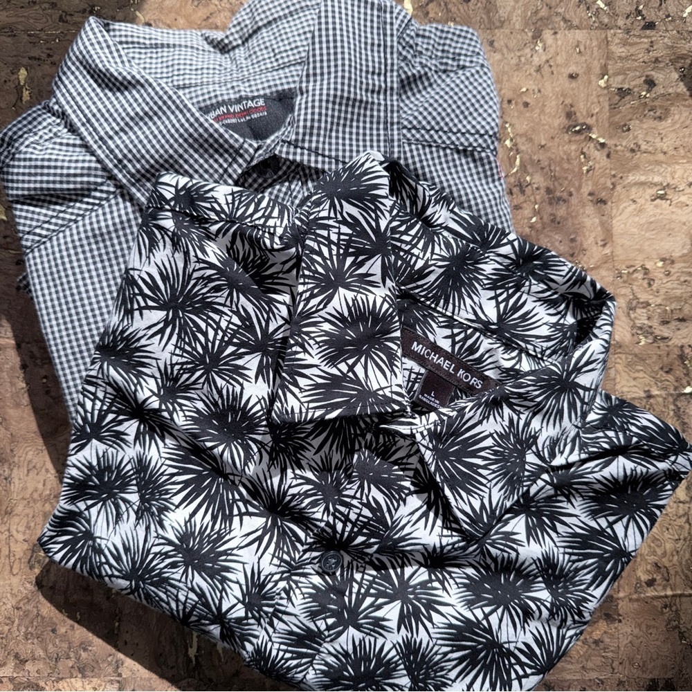 Urban Vintage & Michael Kors 2 Pack Men's Cotton Rich Button Down Dress Shirts 💥